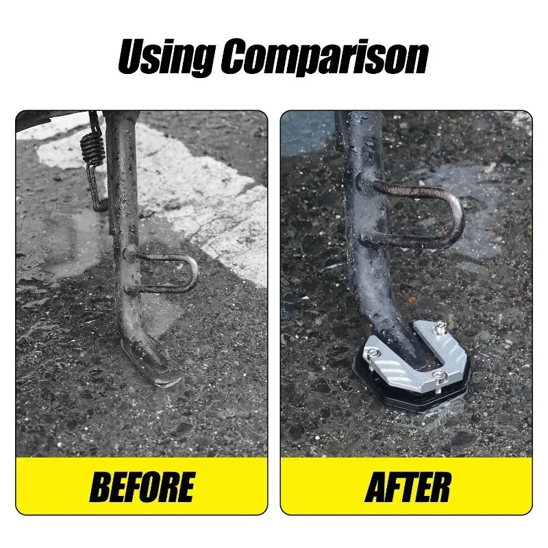 CNC Aluminum Alloy Motorcycle Bike Kickstand Extender Foot Side Stand Extension Pad Support Plate Anti-skid Enlarged Base