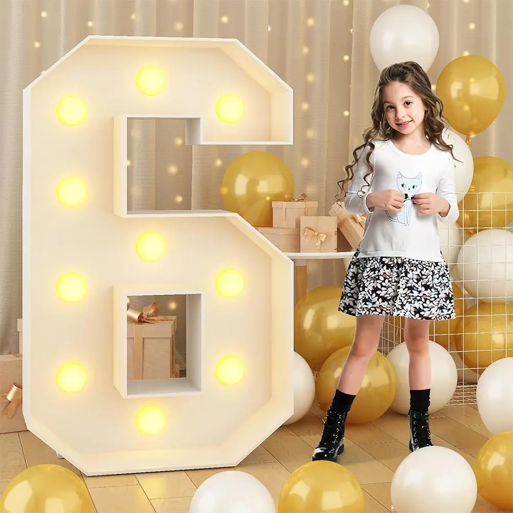 0–9 Zahlen, LED-Licht, Ballon, leuchtende Luftballons, 91 cm, Ballonfüllbox, LED-beleuchtet, riesige Zahlen, beleuchtete Festzeltnummern – Detail 7