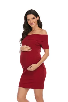 Summer Maternity Dress Photograghy Props Sleeveless Pregnancy Clothes For Pregnant Women Off Shoulder Brief Shot Maternity Dress 4