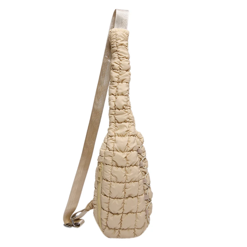 Bolso de pecho para mujer, de gran venta, versátil, de color sólido, plisado, de moda, nueva tendencia 2024, bolso cruzado con cremallera y hilo de coser suave