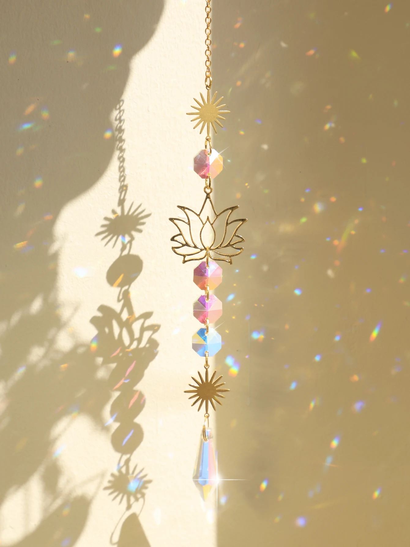 Lotus Crystal Sun Catcher Suncatcher Rainbow Maker Chakra Light Catcher Stained Glass Window Outdoor Garden Decoration crafts