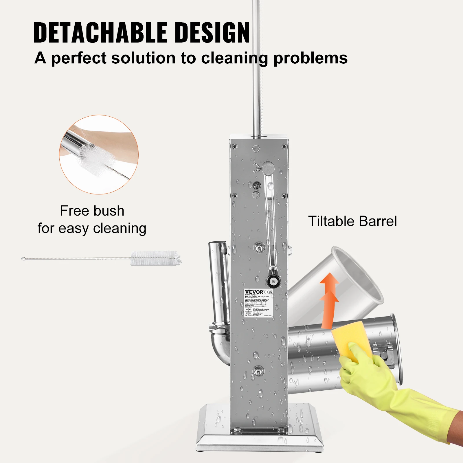Manual Sausage Stuffer 3 5 7 L Stainless Steel Making Sausage Vertical Maker with 5 Filling Funnels for Home Commercia sausage stuffer