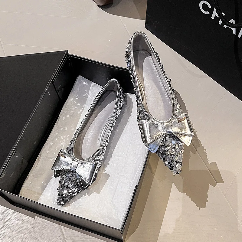 

Туфли женские с закрытым носком, повседневная обувь, удобные блестящие, без каблука, микрофибра, большие размеры