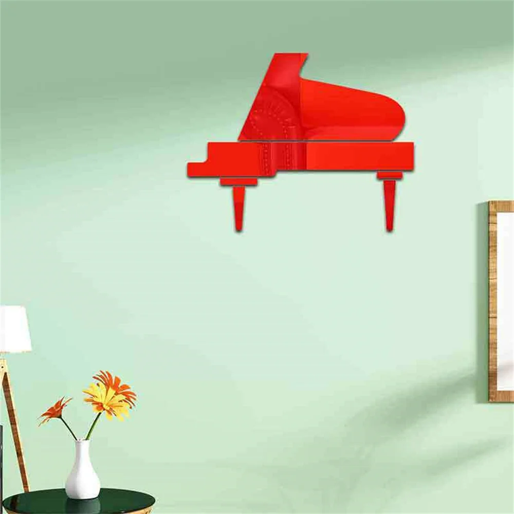 Creative Piano 3D Mirror Acrylic Wall Stickers Self Adhesive Decals DIY Bedroom Living Room Bathroom Home Decor