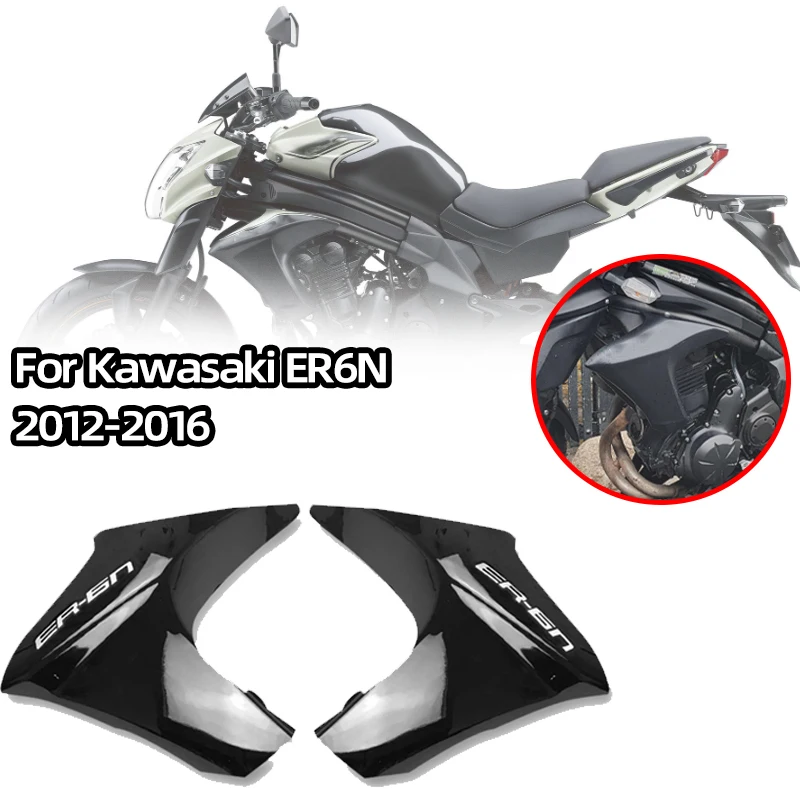 Left & Right Radiator Fairing Cover Panels – Carbon Fiber Black For Kawasaki ER6N 2012-2016