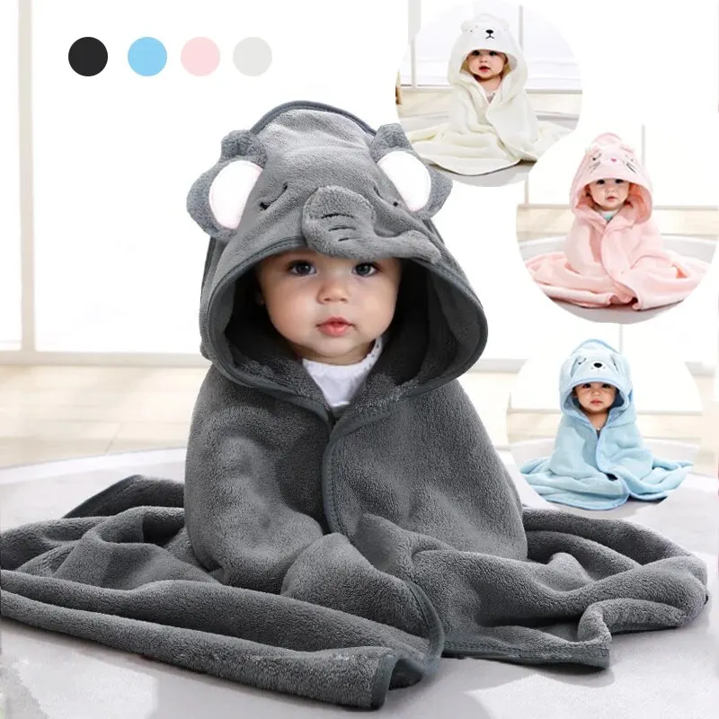 Baby Towel 1-Piece Unisex Absorbent Fast Soft Hood Coral Fleece Warm Baby Bath Towel Bathrobe Nightgown Quilt Wrapped Bathroom