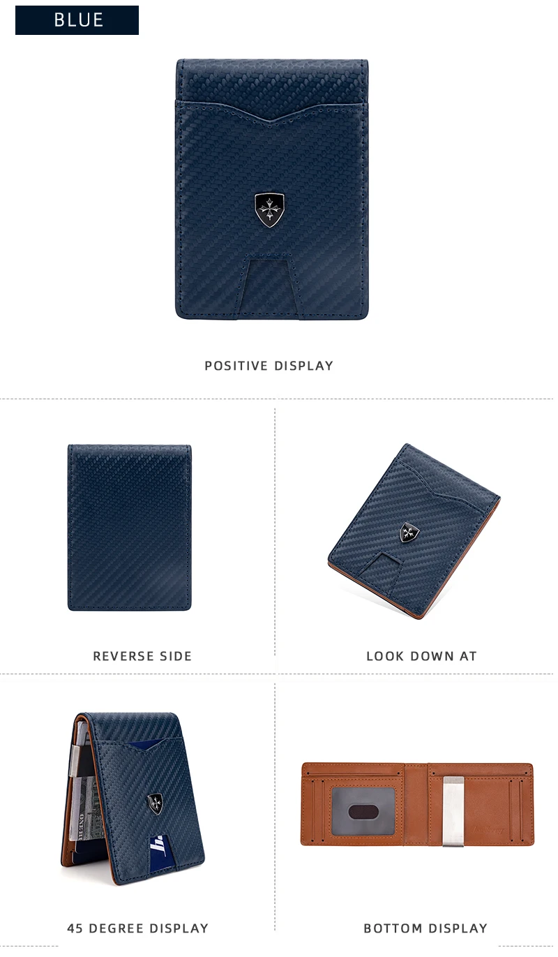 New RFID Name Engraving Simple Short Men Card Wallets Carbon Fiber Card Holder Slim Male Wallet Photo Holder Men Card Clips