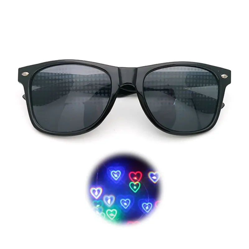 3D Prism Effect Diffraction Glasses Women Sunglasses Rectangle Rainbow Kaleidoscope Festival Style Rave Eyewear Clear/Gray lens 6