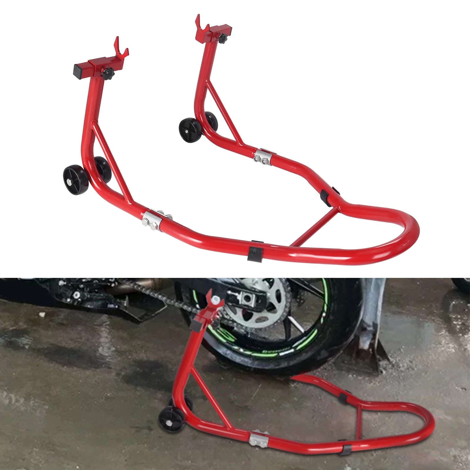 Universal Motorcycle Black/Red Full Set Rear Wheel Support Stand Wheel Stand Auto Wheel Support Frame Tire Repairing Tool