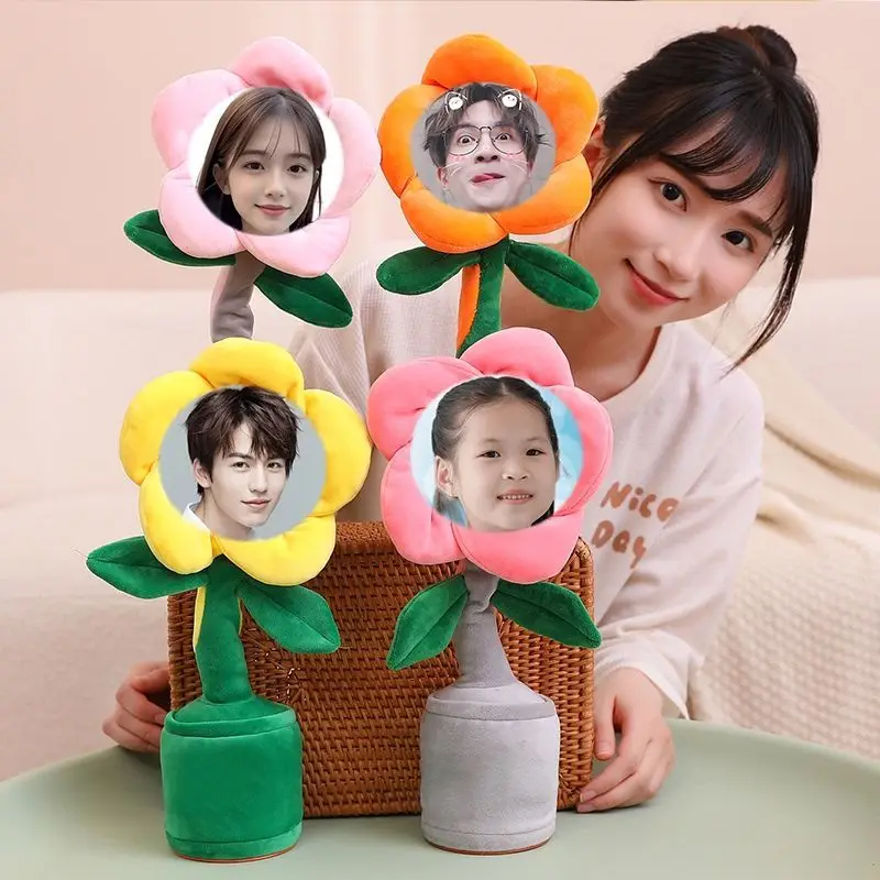 Dancing Cactus Toy Electric Interactive Toy Customized Photo Christmas Birthday Gift Musical Singing Dancing Sunflower Toys 120 Songs Repeat Talking Record Speaking Toy