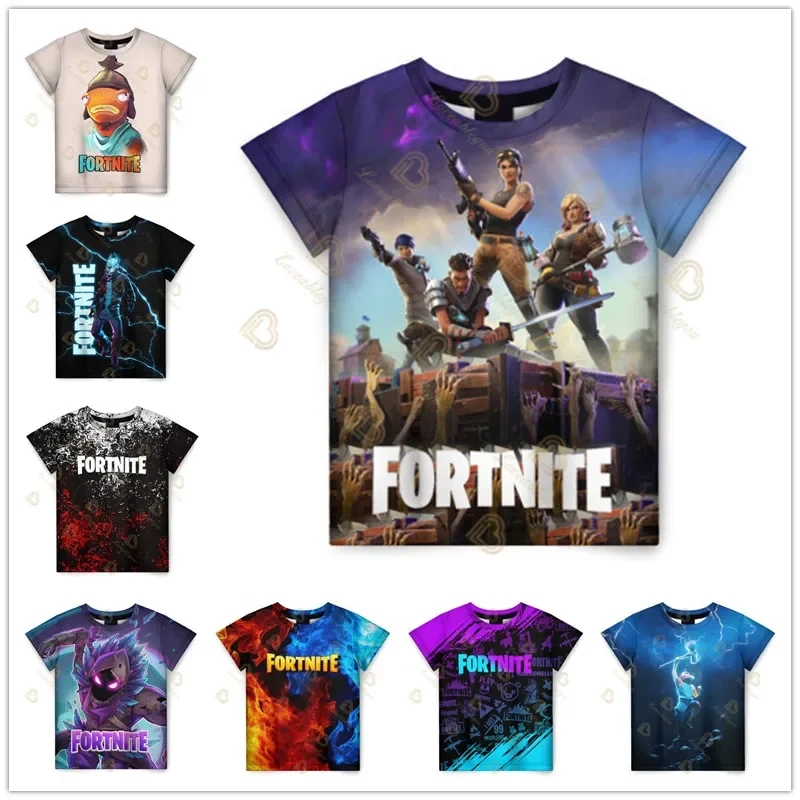 Fortnite Baby Boy Girl Cartoon 3D Print Clothes Children Battle Royale T-shirt Round Neck Cartoon Adults Kids Tee Tops