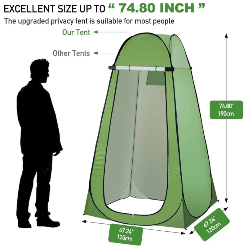 Pop Up Privacy Shower Tent, Portable Camping Shower Tent, Camping Toilet Changing Room Sun Shelter with Window for