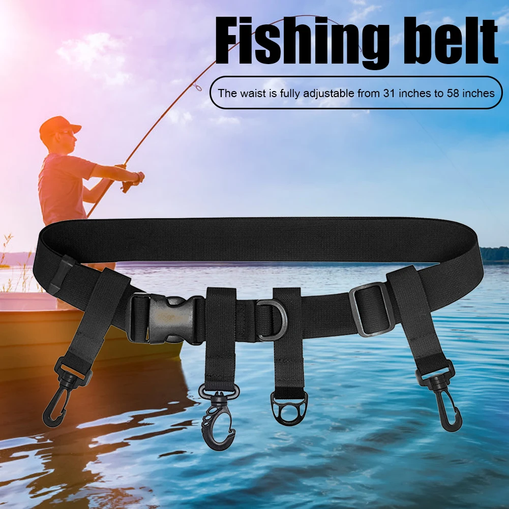Fishing Wading Belts for Kayak Waistband with D-ring Rotation Hooks Fishing Tackle Accessories Waist Hanging Belt