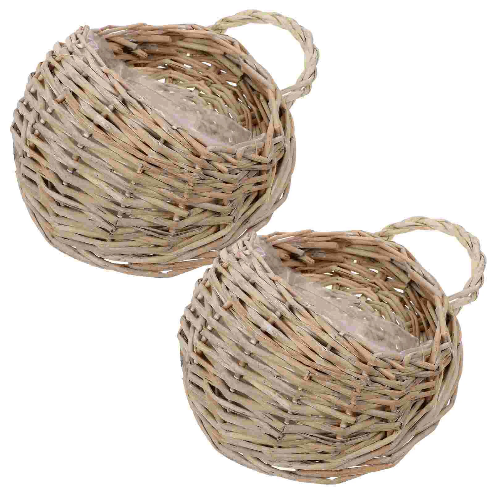 

Doitool Rattan Hanging Planters - Round Plant Flower Stand Bonsai Flowerpot - Woven Flower Pots Flower Holders Containers