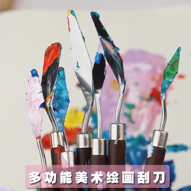 7Pcs  1-3Sets stainless Steel Oil Painting Knife Artist Spatula Art Tools stationery Cake baking supplies painting drawing cute - 2