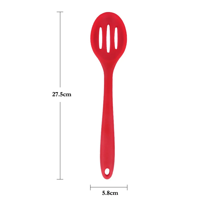 Silicone Slotted Spoon Large Silicone Kitchen Scoop Drainer Spoon Long Handle Kitchen Strainer Non-stick Cooking Utensils