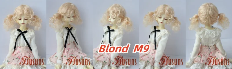 Fjusuns  JD816 Full Sizes  Soft Messy Baby Curly Twins Pony Mohair BJD Doll Wigs