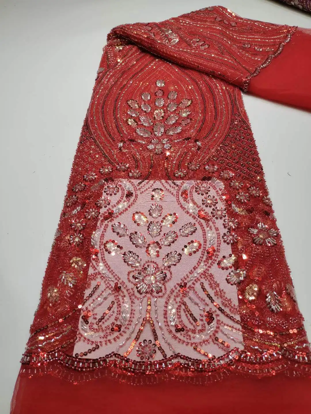 

Luxury African Sequin Organza Lace Fabric 2023 High Quality Lace Heavy Beaded Skin Friendly Net Lace Fabric For Wedding Dress