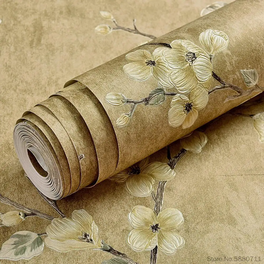 

3D Embossed Texture Luxury Self Adhesive Wallpaper Roll Vintage Peel and Stick Retro Beige Wall Paper Roll Drop Shipping