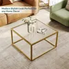 Modern Glass Coffee Table,Small Squre Coffee Tables for Unique Art Center Tables with Gold Metal Frame, Easy Assembly 6