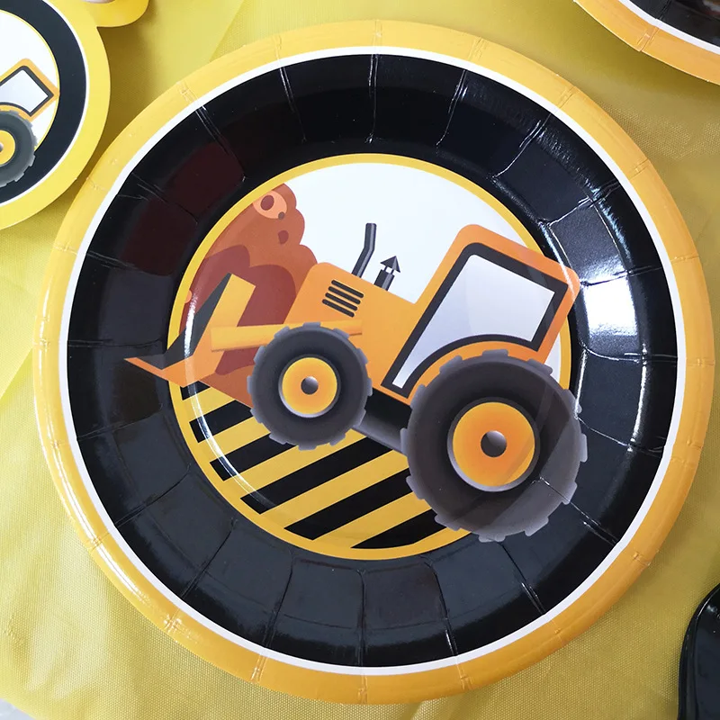 Party Tableware Construction Birthday Party Supplies Disposable Tableware Set for Boys