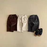 Autumn Winter Kid Boy Solid Ribbed Loose Wide Leg Pants Girl Baby Thicken Corduroy Pants Children Cotton Trousers Infant Clothes 1