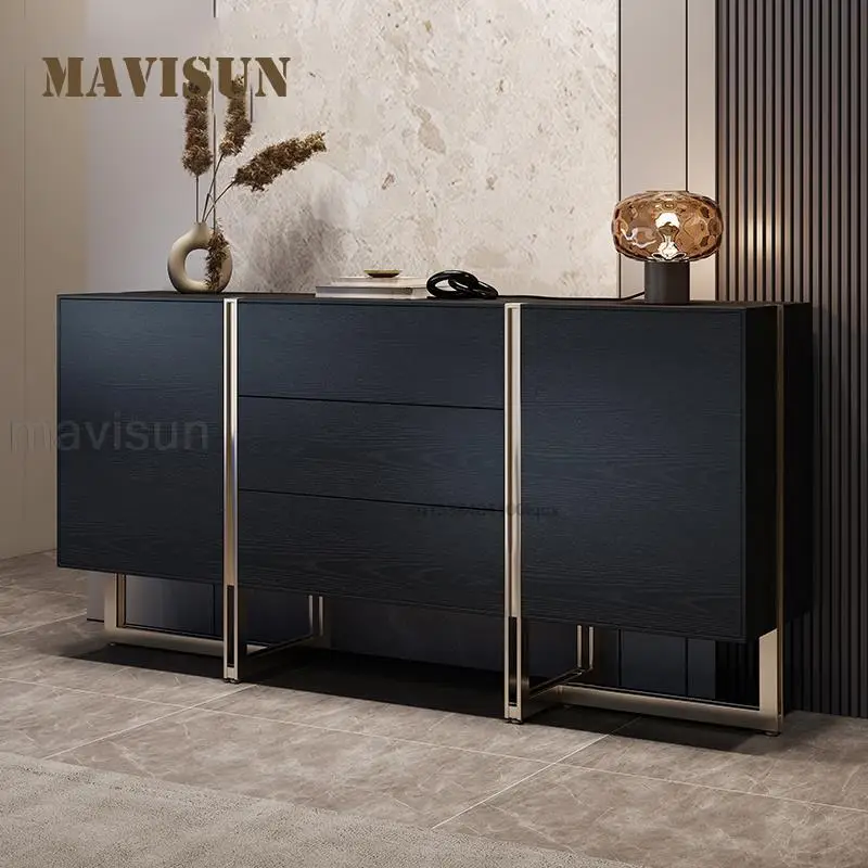 Black Modern Light Luxury Sideboard Living Room Italian Furniture Decoration Cabinet Simple Minimalist Sideboard With Drawers