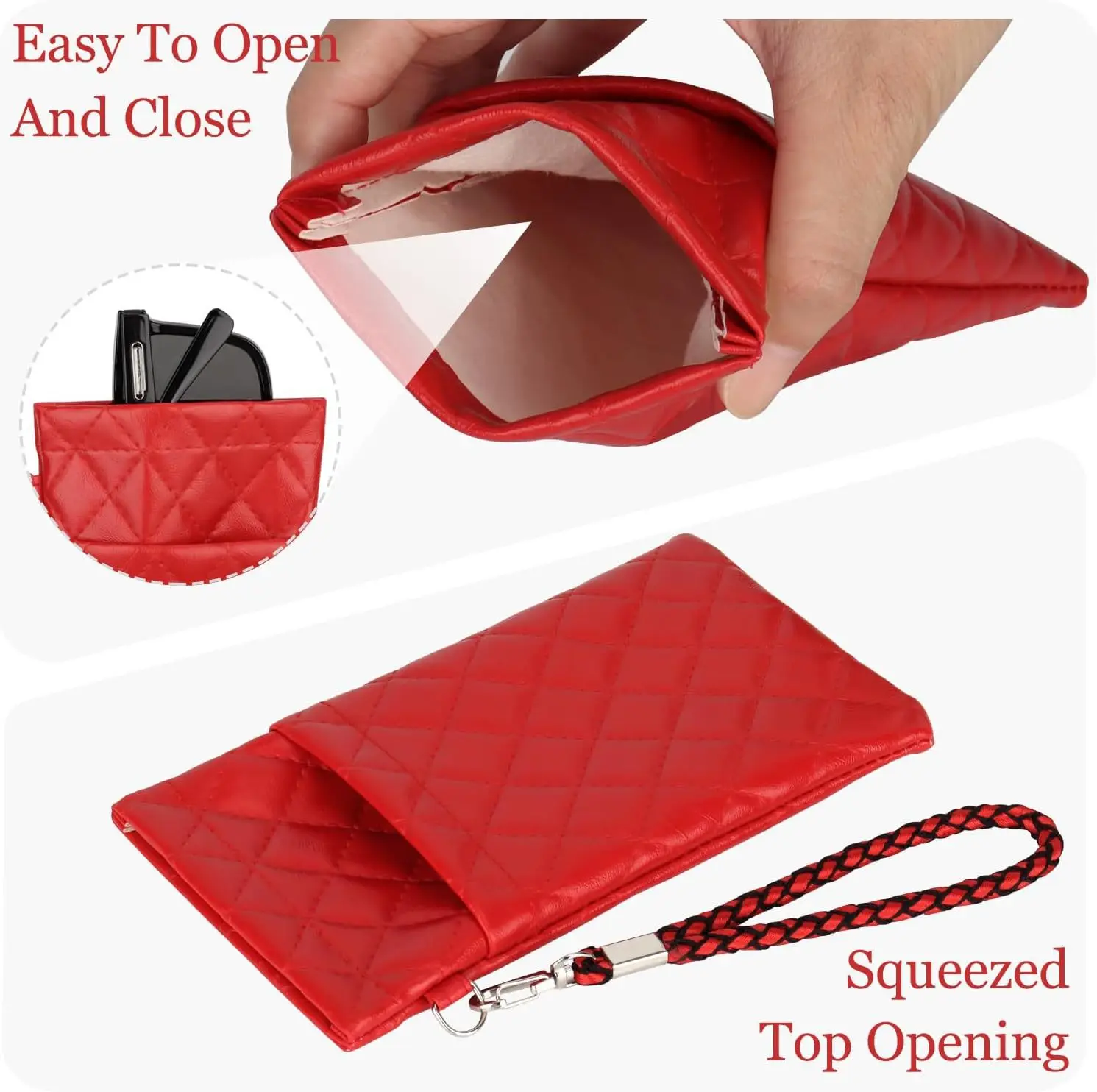 1Pcs PU Leather Double-layer Glasses Bag Sunglasses Storage Bag Automatic Closing Glasses Storage Bag Leather Glasses Bag