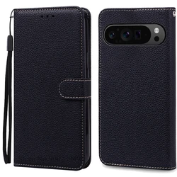 Leather Wallet Flip Cover - Universal Fit - Pixel 10 (10Pro) (Black)