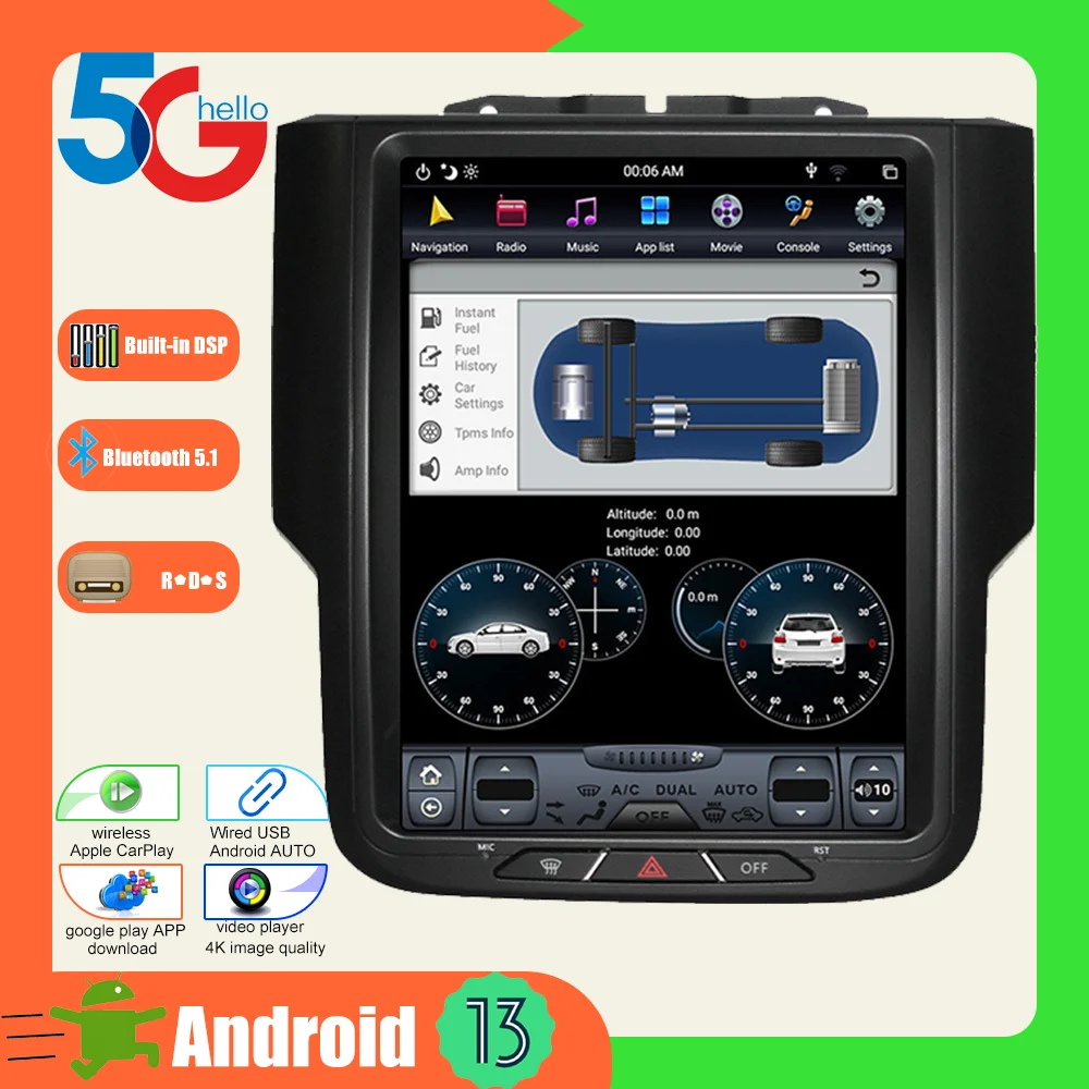 

Android 13 Auto For Dodge Ram Pickup 1500 2013-2018 Android Tesla Screen Car Radio Stereo Multimedia Player Carplay Android Auto