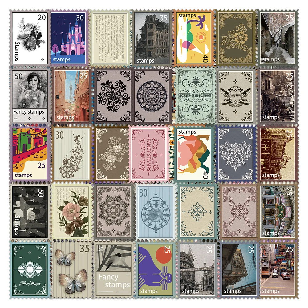 

10/30/50/96PCS Vintage Retro Cartoon Stamp Stickers Graffiti For Travel Suitcase Phone Notebook Helmet Wall Decals Kids DIY Toy