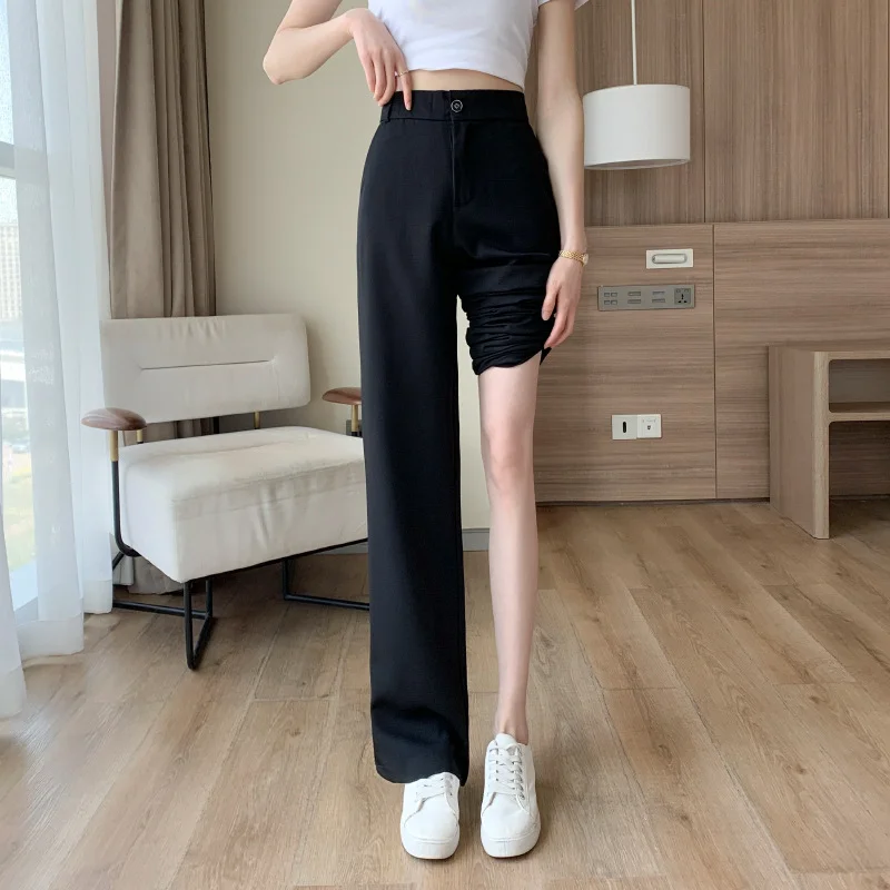 

Casual High Waist Loose Wide Leg Pants Female 2023spring and Autumn New Women's Nine-point Black Suit Pants Ladies Long Trousers