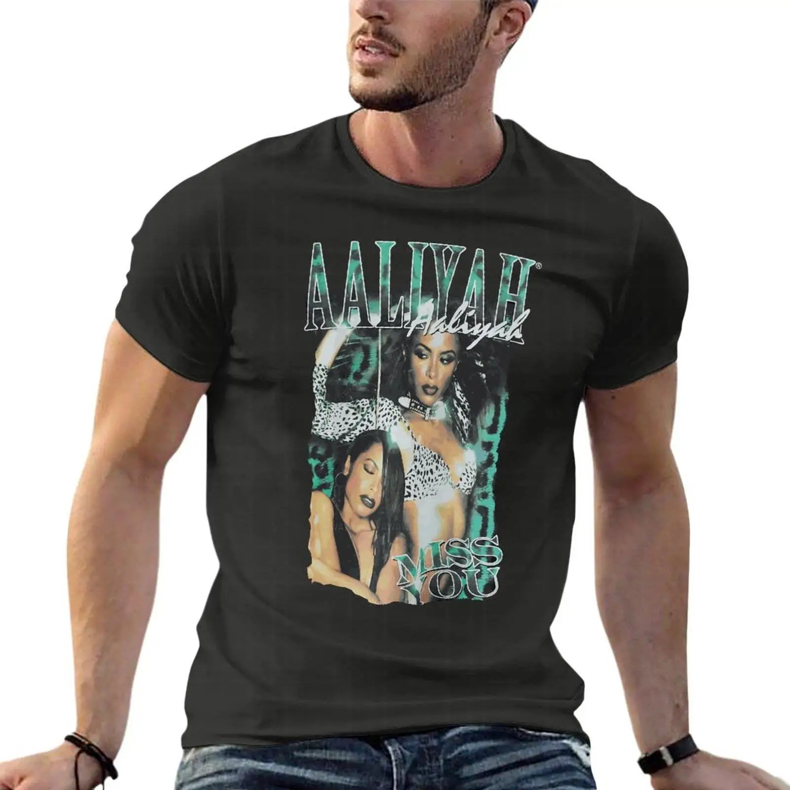 

Miss You Vintage Oversized T-Shirt Custom Men'S Clothing Short Sleeve Streetwear Large Size Tops Tee