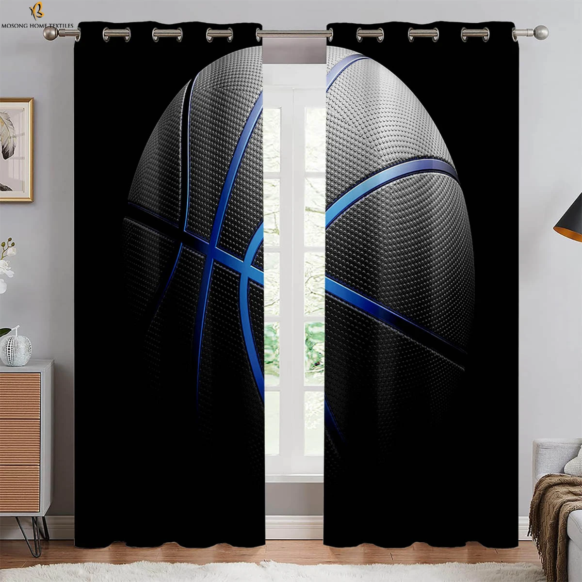 Basketball Sports 3d Printing Curtains Boys And Girls Room Dormitory Decoration Creative Curtains Can Be Customized 2 Pieces 3