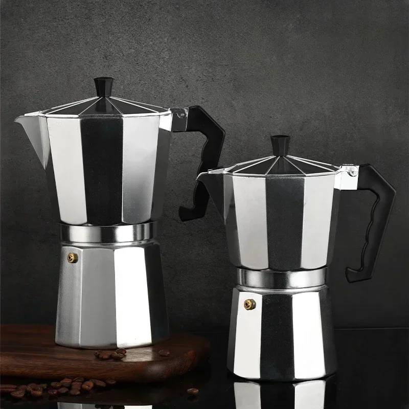 

АЛЮМИНИЕВЫЙ КОТЕЛОК ДЛЯ мокко в итальянском стиле, котелок для эспрессо 150/300/450 мл, восьмиугольный котелок для мокко, для улицы, дома, офиса, кофе ручной работы