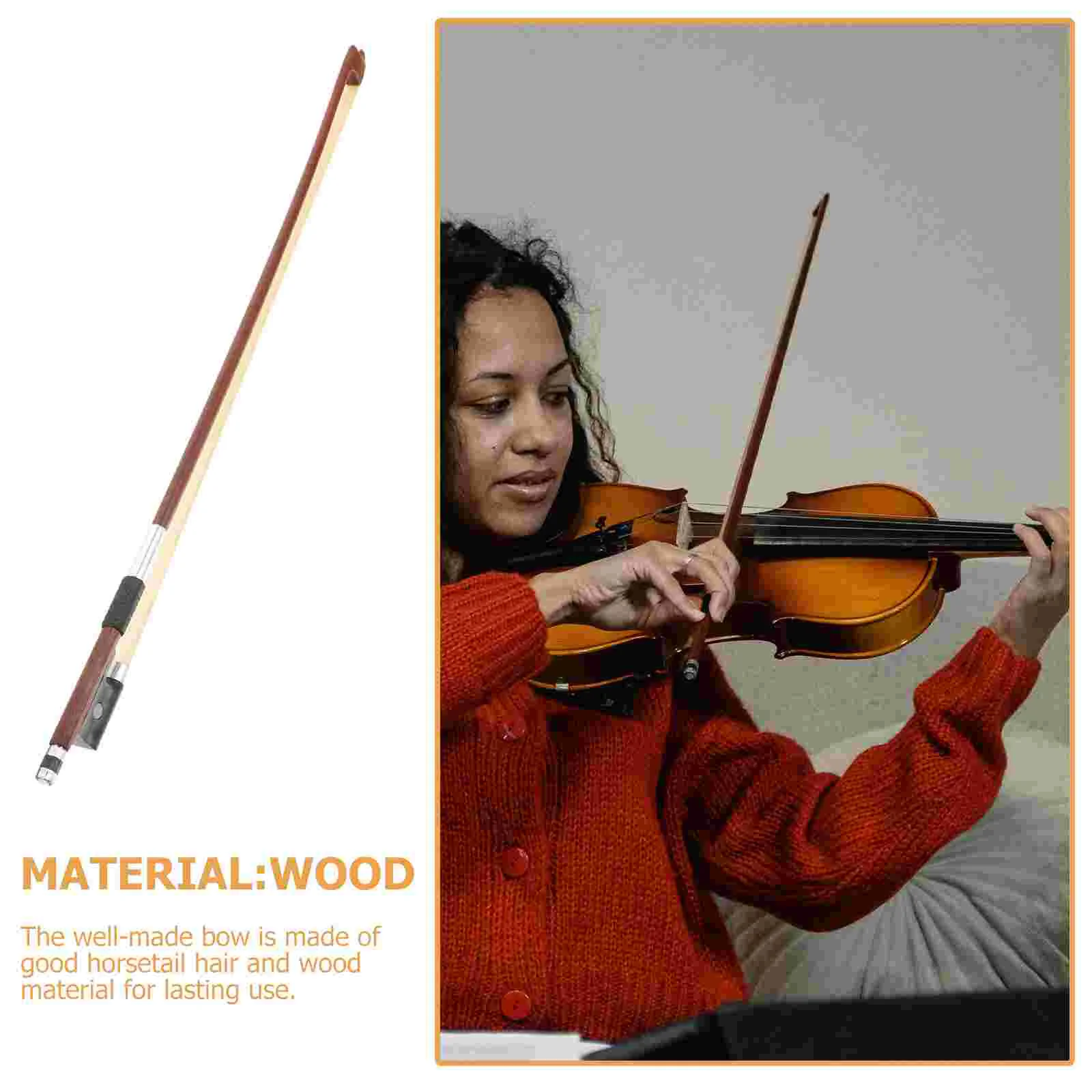 Wooden Violin Bow With Horsetail Hair Student Violin Bow Musical Instruments Parts Accessories Handmade Fine