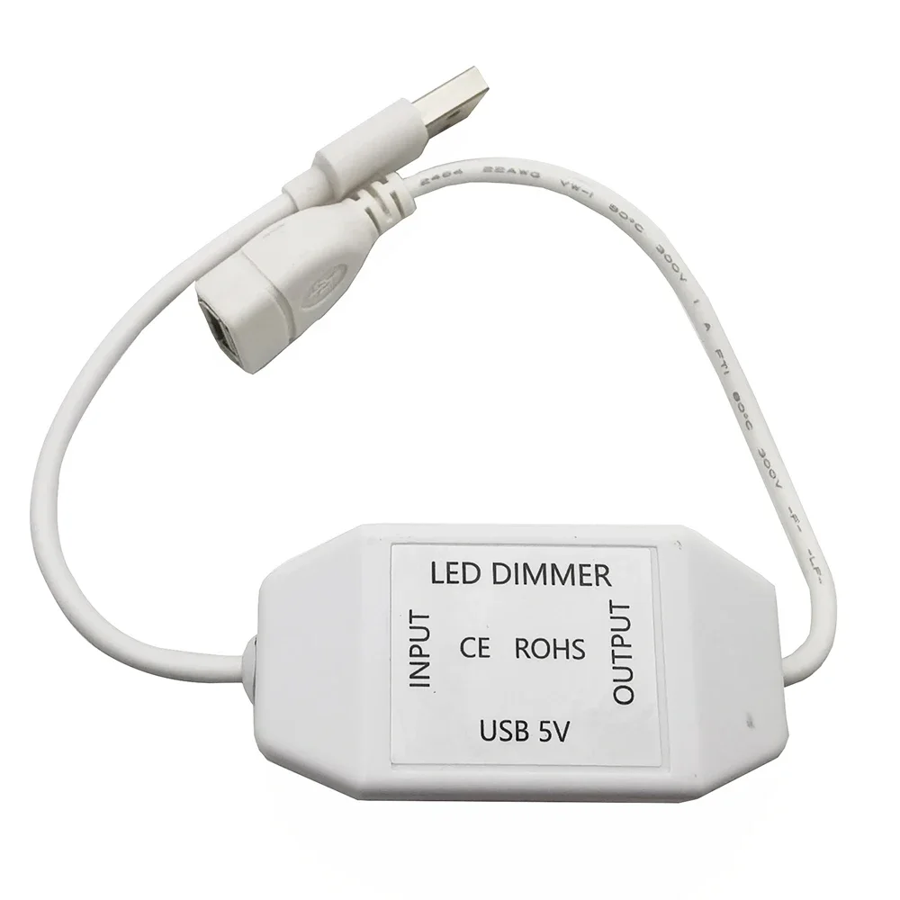 LED 노브 조광기 스위치, USB 암-수 익스텐션 코드, 회전식 ON OFF 컨트롤러, LED 스트립 조명용 화이트 블랙, 5V DC