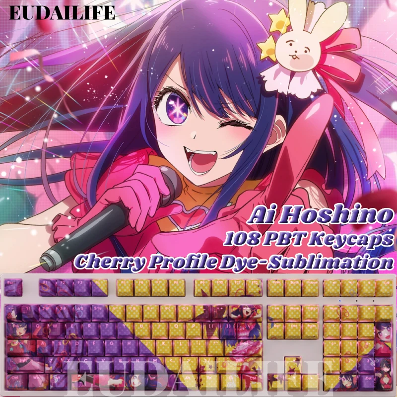 

Ai Hoshino 108 колпачок для клавиш Oshi No Ko PBT краситель Sub колпачки для детской клавиатуры переключатель вишни Крышка для механической клавиатуры подарок