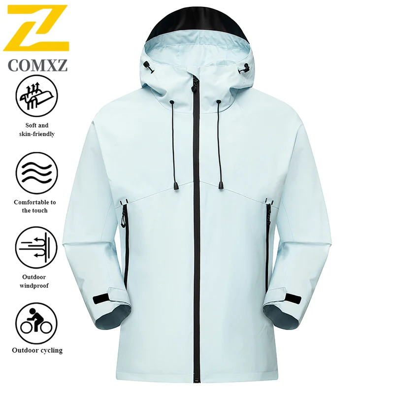 EiAO Windbreaker Dopamine Couple's  Waterproof Windproof Hooded Outdoor Jacket for Hiking Camping Fishing Vivid Colorblock 2025