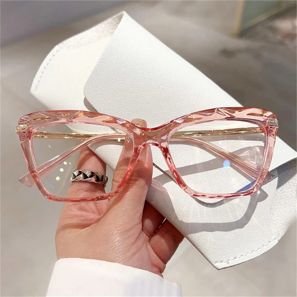 Oversize Cat Eyes Montatura Occhiali con lenti trasparenti