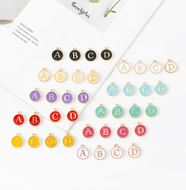 Enamel Charms 10pcs Initial Alphabet Double Face for Jewelry Making