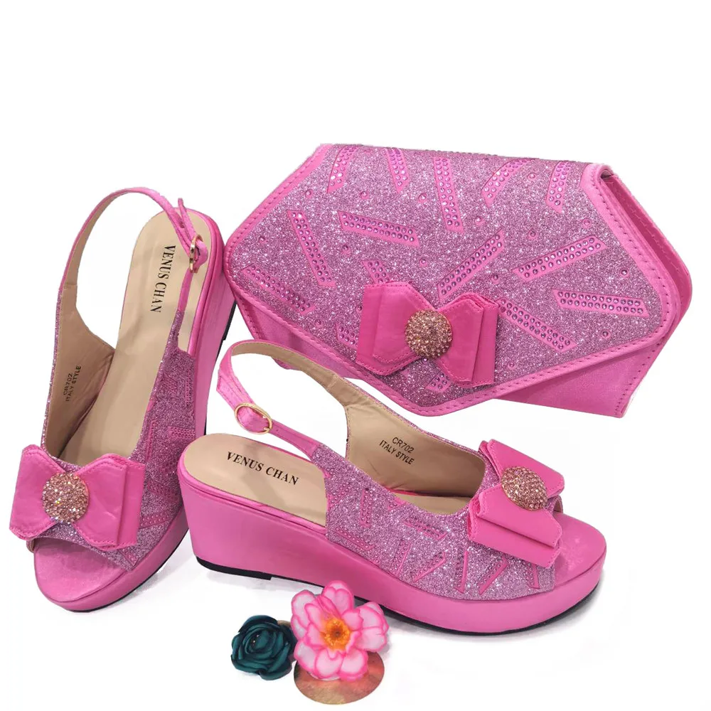 

Doershow High Quality African Style Ladies Shoes And Bags Set Latest pink Italian Shoes And Bag Set For Party! HAS1-12