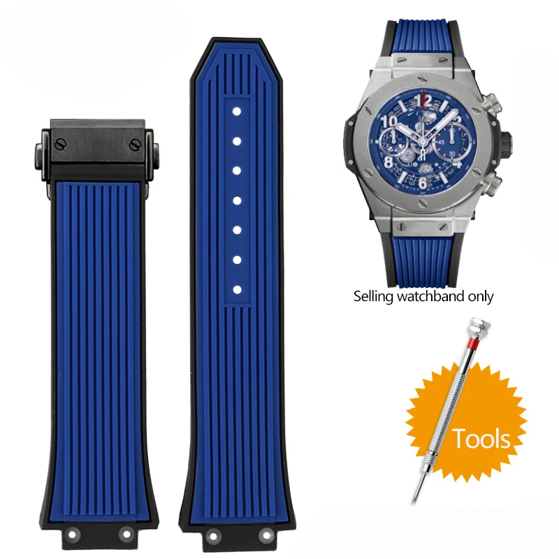 New Rubber With Matte Calf Leather Watch Band Strap For Hublot Big Bang
