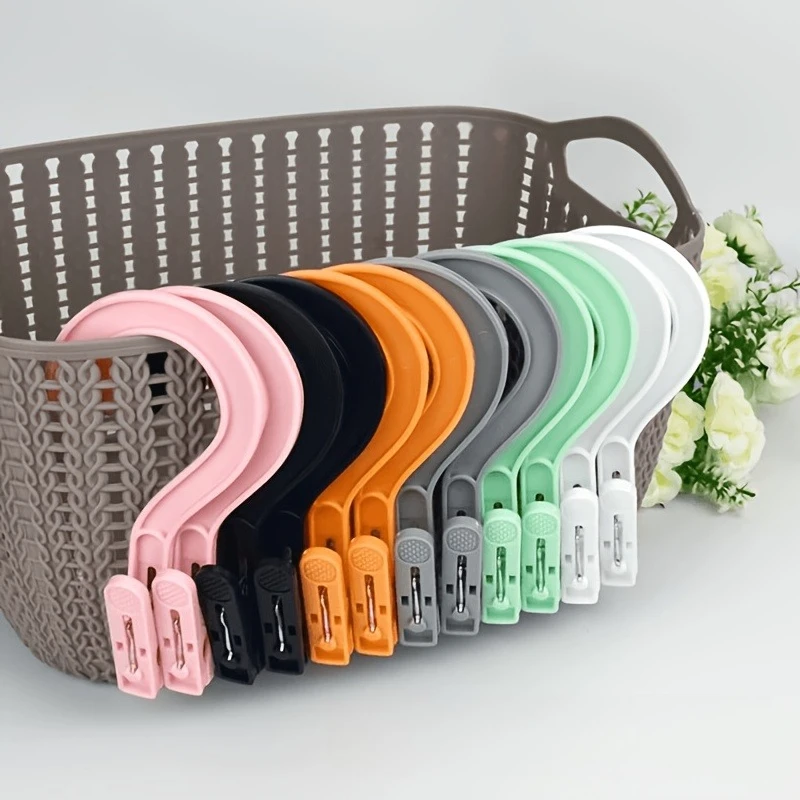 12Pcs 무작위 색상 휴대용 의류 클립 후크 여행 욕실 세탁 부츠 보관 주최자를 위한 다중 장면용 옷핀