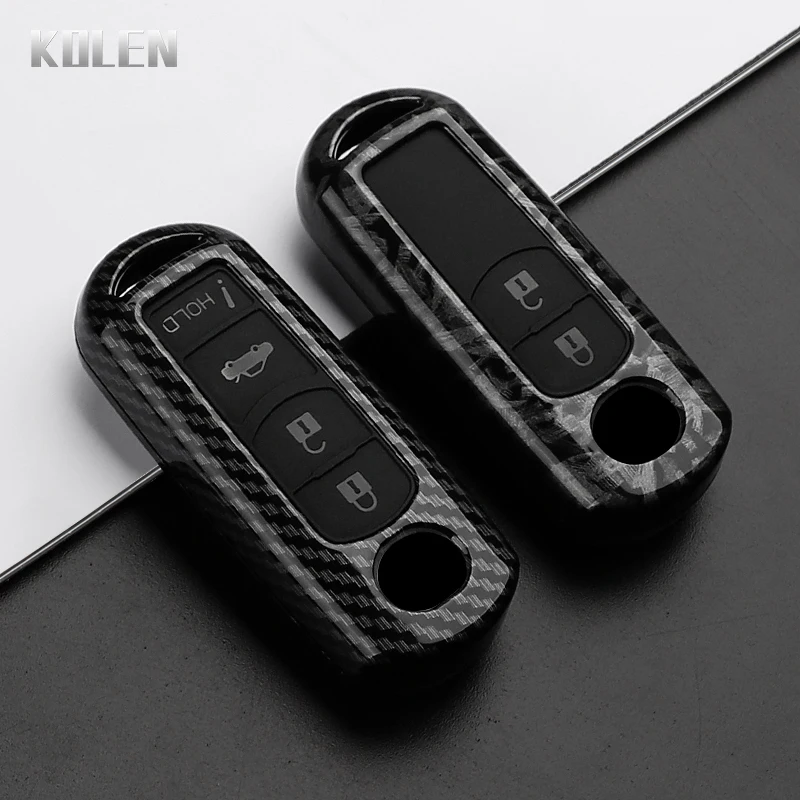 2 3 4 Tasten ABS Carbon Faser Stil Auto Schlüssel Fall Abdeckung Für MAZDA 2 3 5 6 CX-3 CX-5 CX-7 CX-9 Atenz Geschwindigkeit Miata MX5 Axela CX4
