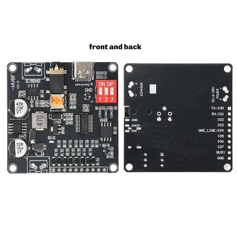 ABZZ-재생 모듈 DY-HV8F 12V/24V 10W/20W, Arduino 재생 모듈용 8MB 플래시 스토리지 포함, 마이크로 USB