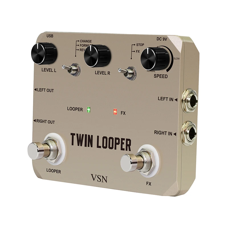 VSN LTL-02 Twin Looper Pedal Upgrades Looper Pedals For Electric Guitar 10 Min Looping Unlimited Undo/Redo Function 11 Types koogo ln 332a guitar mini looper sd memory card pedal looper effect pedals for electric guitar 10 min recording true bypass