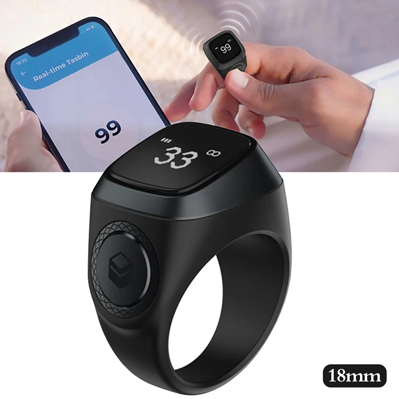 Inteligente Tally Counter Anel para os Muçulmanos Zik Digital Tasbeeh Lembrete Prayer Time Lembrete Bluetooth