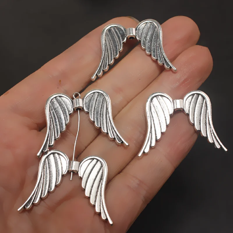 4pcs Angel Wings Connectors Beads DIY Jewelry Findings Components Charms Pendants Spacer Beads For Jewelry Making A2307