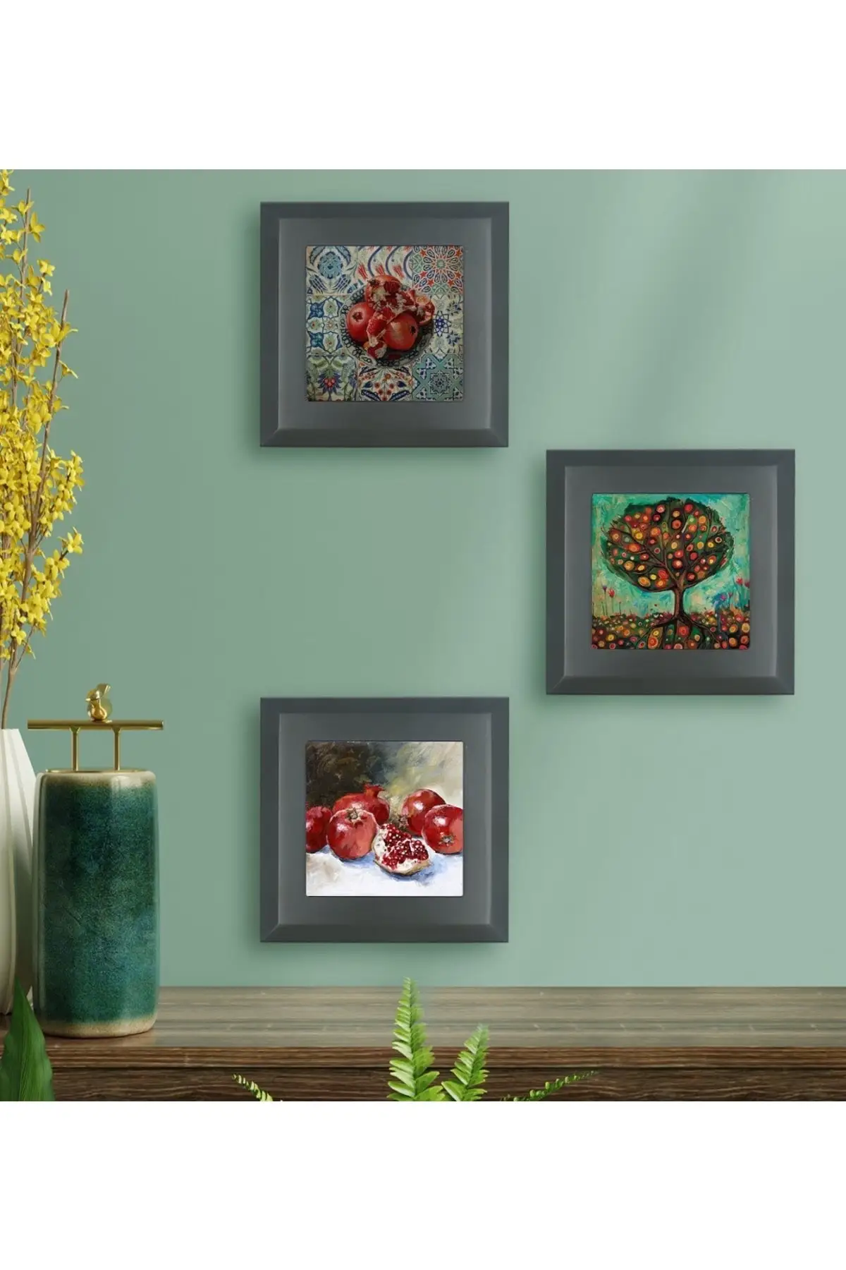 DOLBOVI Gift religious 3-piece wooden framed stone wall decor